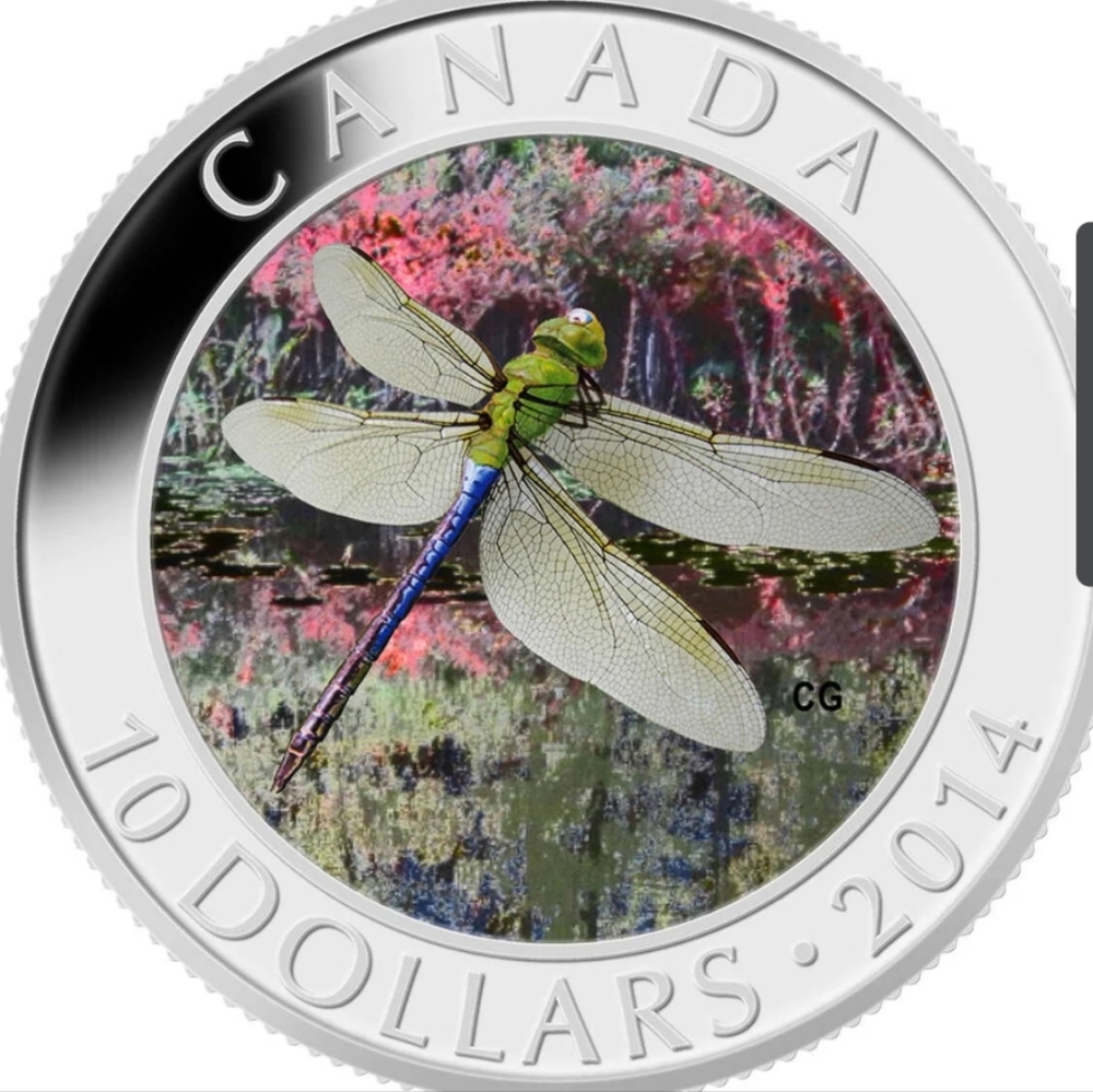 2014 RCM $10 Green Darner Dragonfly - Pure Silver Coin